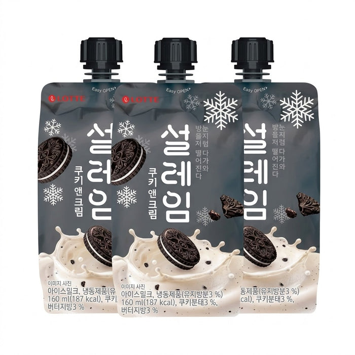 乐天 软管冰淇淋 雪来临 曲奇奶油味 160ml × 3