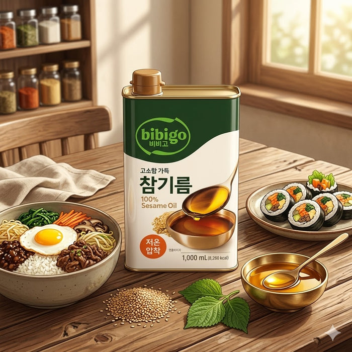 CJ bibigo Roasted Sesame Oil Can Korean Premium Sesame Oil 1L
