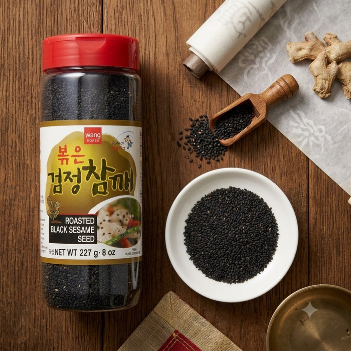 WANG Roasted Black Sesame Seeds 227g – Premium Korean Toasted Black Sesame for Cooking, Rice & Baking