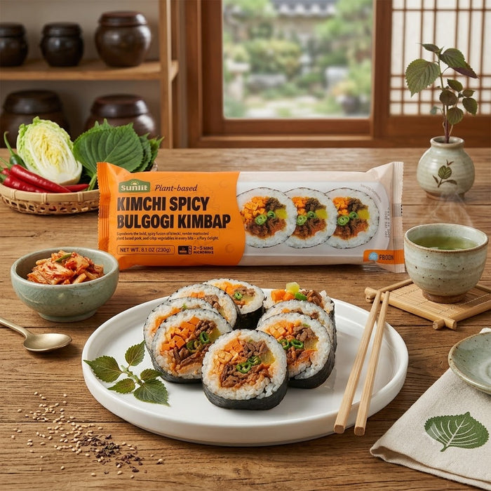 SL Frozen Kimchi Spicy Bulgogi Kimbap Korean Seaweed Rice Roll 230g – Ready-to-Heat Frozen Meal