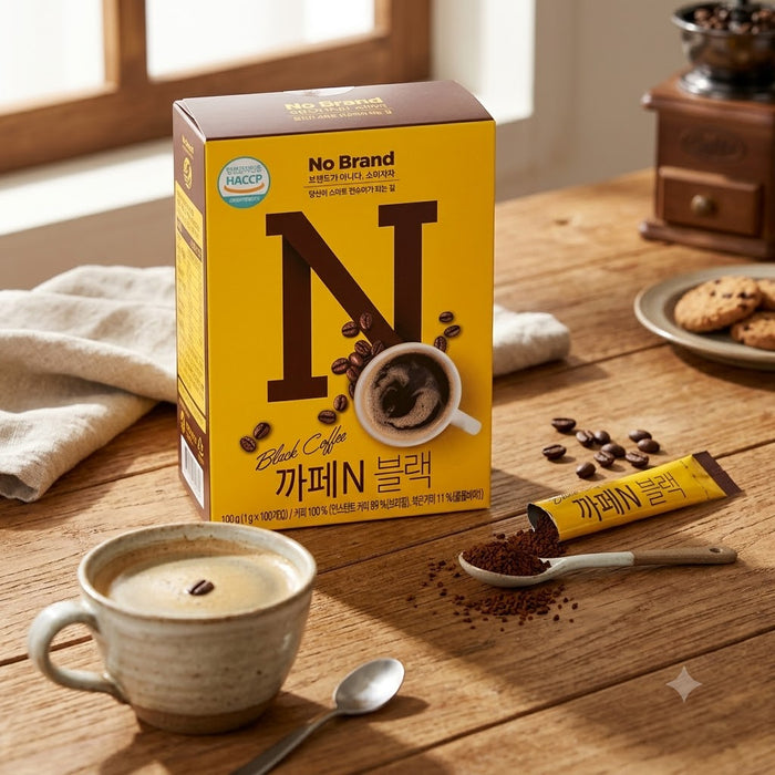 NOBRAND Cafe N Black Instant Black Coffee 100g (1g × 100 Sticks) – Brazilian & Colombian Coffee