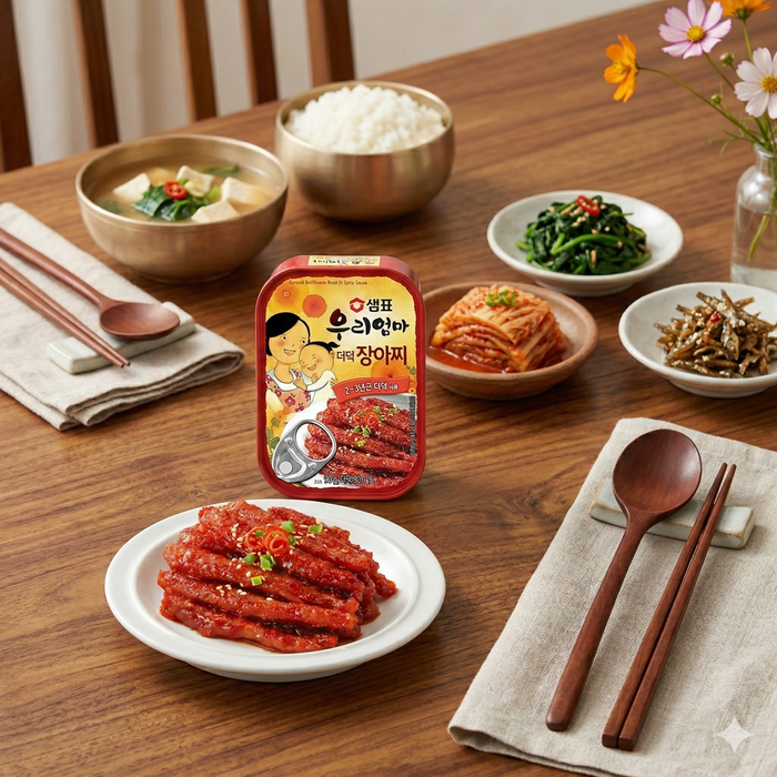 SEMPIO My Mom Spicy Deodeok Pickled Bellflower Root Korean Side Dish Can 90g