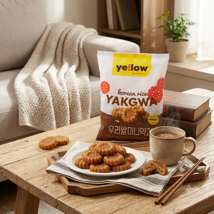 YELLOW Korean Rice Mini Yakgwa 450g – Traditional Korean Honey Cookies