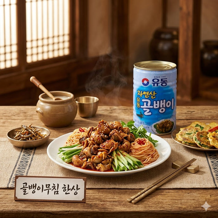 YUDONG Natural Sea Whelk Canned Seafood Korean Golbaengi Muchim Ready-to-Eat 400g