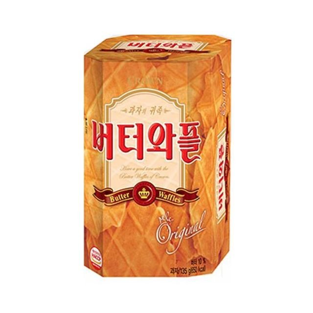 CROWN Korean Butter Waffle Cookies – Crispy & Sweet Snack 135g