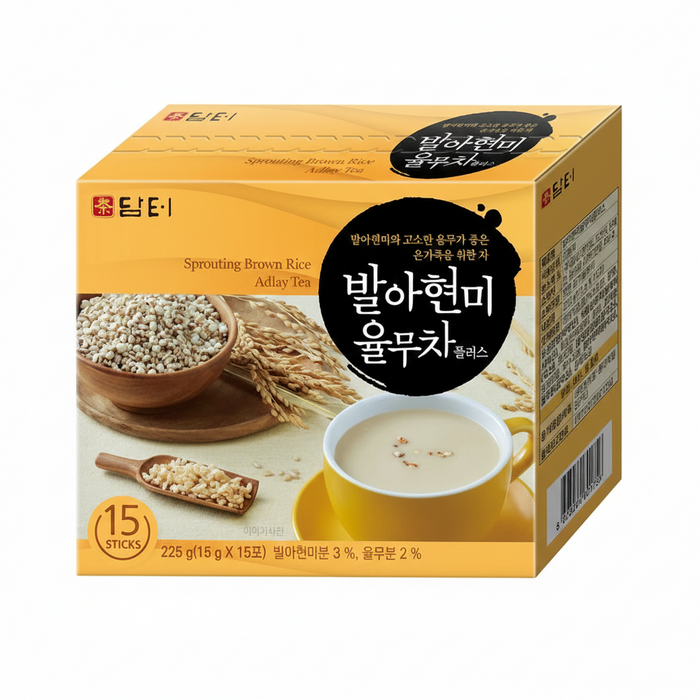 DAMTEO Sprouting Brown Rice & Job’s Tears Tea Sticks 225g (15 × 15g) – Korean Grain Tea