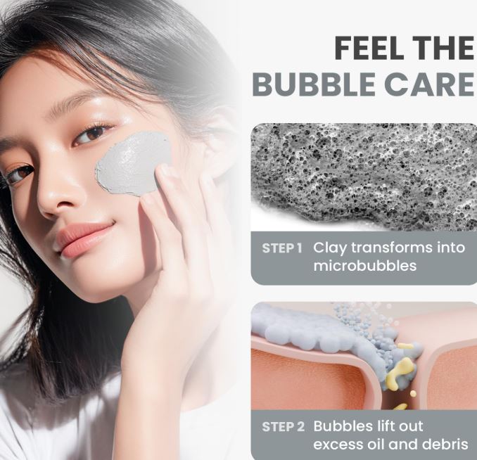 GLAM UP Clean Bubbling Carbonated Clay Mask for Face Purifying- Blackhead Remover, Peel Off, Pore Clearing, Deep Cleansing, Detoxing Bubble Clay Mask, Vegan 135ml