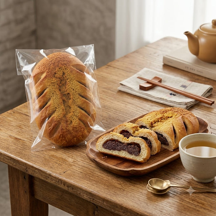 MORNING BAKERY GALBI RED BEAN BREAD APPROX. 600g – FRESH-BAKED FAMILY SIZE KOREAN SWEET RED BEAN BREAD