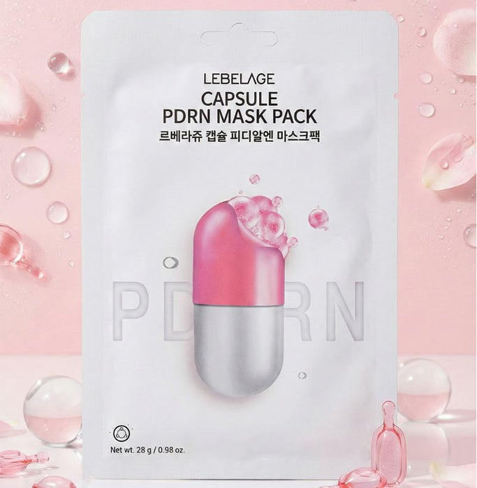 LEBELAGE Capsule PDRN Mask Pack 28g × 10 Sheets – Moisturising & Wrinkle Care Korean Sheet Mask