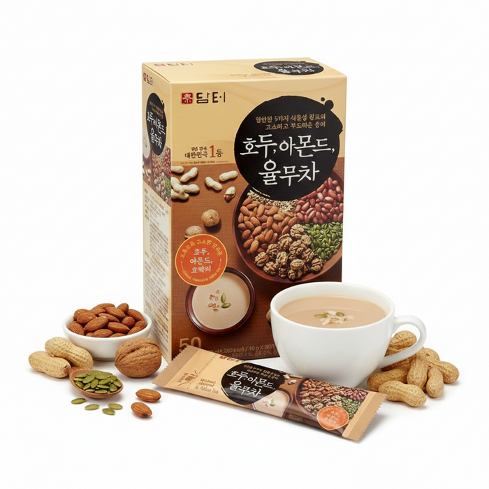 DAMTUH Walnut Almond Adlay Tea Korean Nut & Grain Beverage Stick 18g × 50 Sticks (900g)