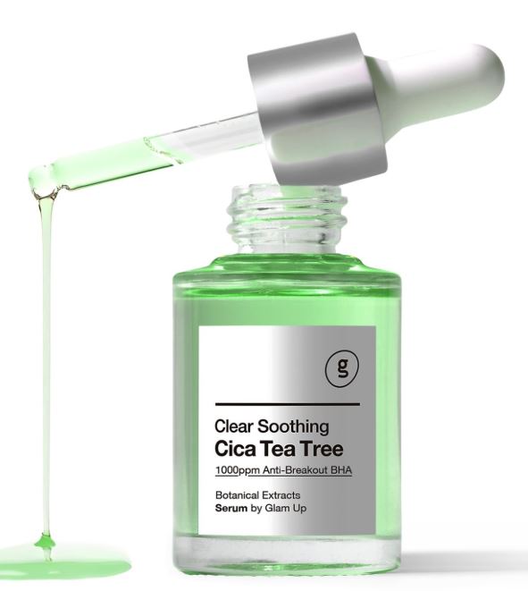 GLAM UP CICA Tea Tree serum Double Shot 30ml  Acne Blackhead Treatment, Sensitive Skin Care