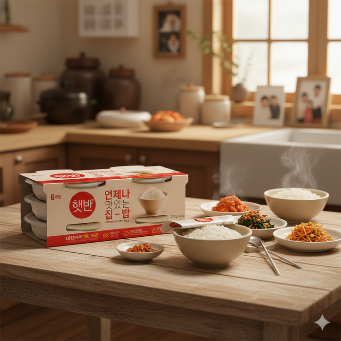 CJ Hetbahn Cooked White Rice Korean Instant Rice 210g × 6 Pack