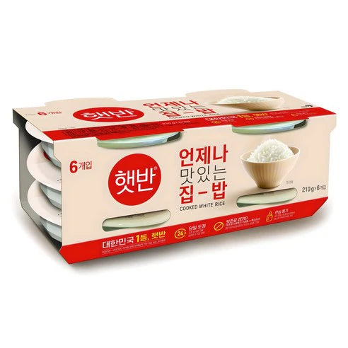 CJ Hetbahn Cooked White Rice Korean Instant Rice 210g × 6 Pack ...