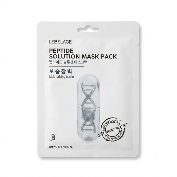 LEBELAGE Peptide Solution Mask Pack 25g × 10 Sheets – Moisturising Barrier & Firming Korean Sheet Mask