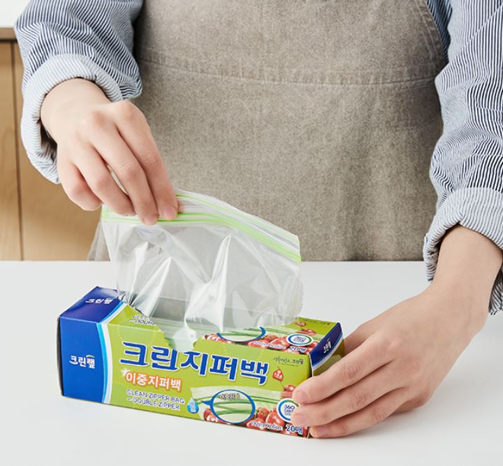 CLEANLAB Double Zipper Bag (Medium) 22cm × 25cm, 20 Bags
