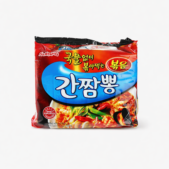 SAMYANG Gan Champong Spicy Seafood Dry Noodles Multipack 140g × 5 – Korean Stir-Fried Noodles