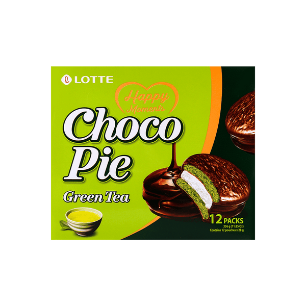 ダーツ chocopie Lotte Green Tea Choco Pie Marshmallow Chocolate Cake 336g (12 Pack