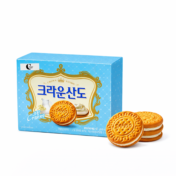 CROWN Sando Milk Cream Sandwich Biscuits Korean Cookie Snack 161g