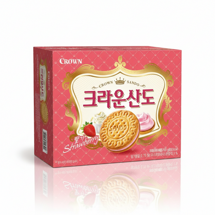 크라운 산도 딸기 크림 샌드위치 비스킷 - 한국식 간식 161g