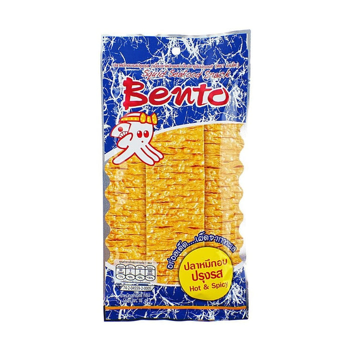 BENTO Dried Squid Hot & Spicy Garlic Flavor Snack 22g – Authentic Thai Seafood Snack