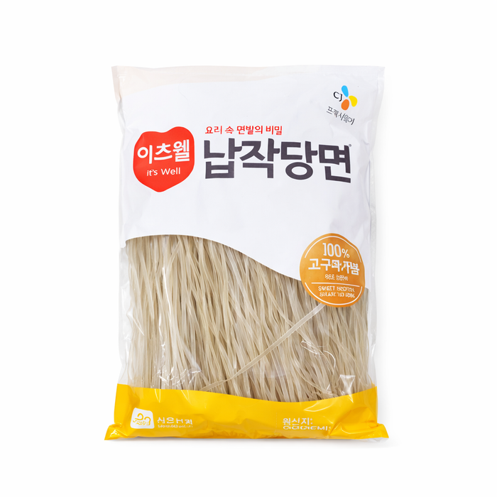 CJ IT'S WELL Korean Glass Noodles Sweet Potato Starch Wide / Cut 1kg