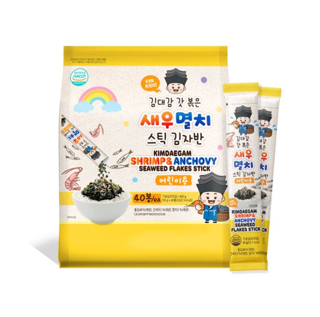 KimDaegam Kids Stick Crispy Seaweed Flakes Shrimp & Anchovy 10g × 15 Packs