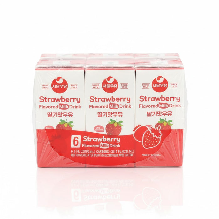 首尔牛奶 出口型草莓味常温奶 190ml × 6