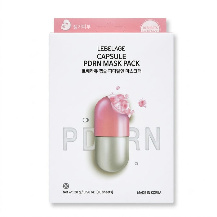 LEBELAGE Capsule PDRN Mask Pack 28g × 10 Sheets – Moisturising & Wrinkle Care Korean Sheet Mask