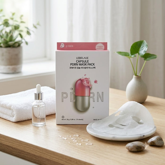 LEBELAGE Capsule PDRN Mask Pack 28g × 10 Sheets – Moisturising & Wrinkle Care Korean Sheet Mask
